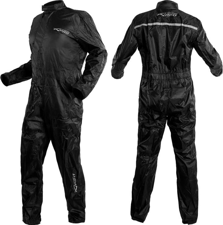 A-Pro Regenjacke Regenkombi Regenhose Wasserdicht Regenanzug Motorrad Schwarz S S Schwarz, S Schwarz