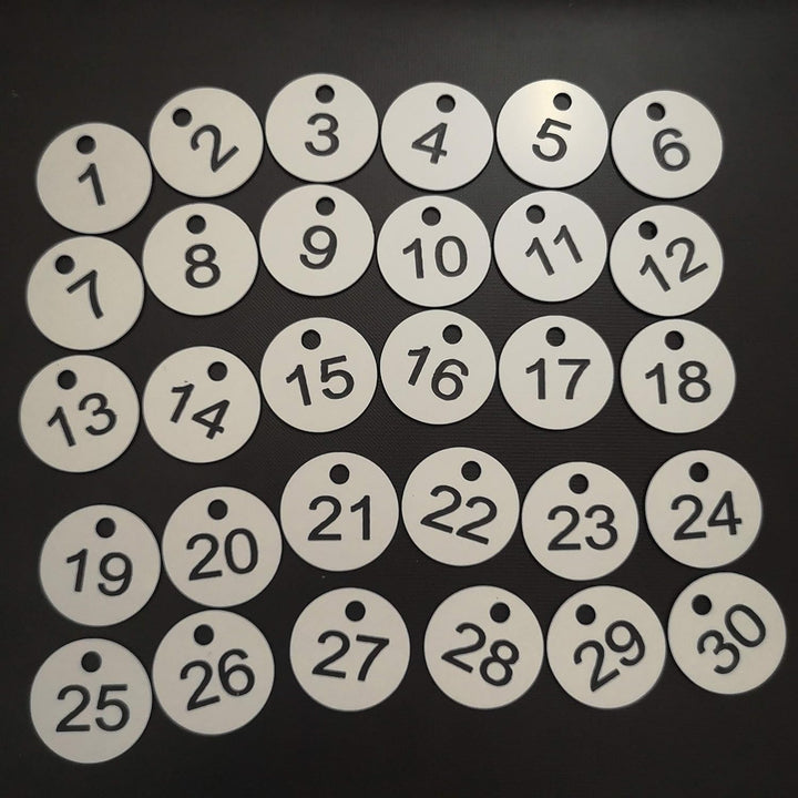 Sourcemall Kunststoff-ID-Nummernschilder mit Schlüsselringen (weiss, 1-100) 1-100 weiss, 1-100 weiss