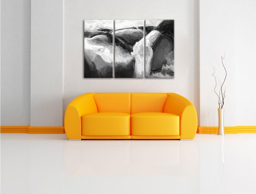 Pixxprint Sexy Frauenkörper mit Dessous Kunst Pinsel Effekt 3-Teiler Leinwandbild 120x80 Bild auf Le