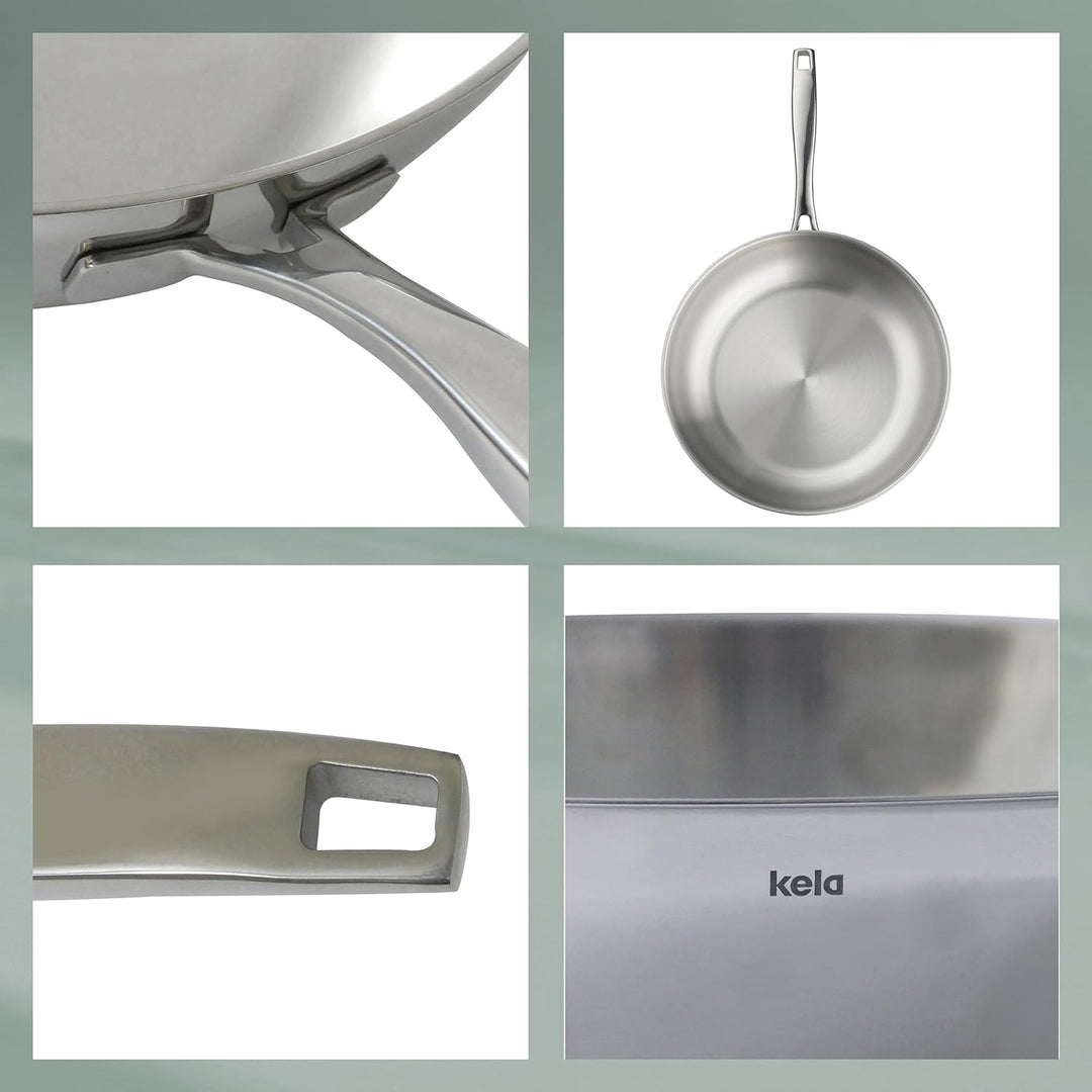 Kela 10189 Flavoria Bratpfanne, 18/8 Stainless Steel, 2.2 liters, Silber Glänzend 28 cm, 28 cm