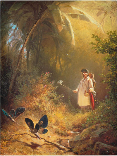 Bilderwelten Leinwandbild Kunstdruck Carl Spitzweg - Der Schmetterlingsfänger 40 x 30 cm 40cm x 30cm