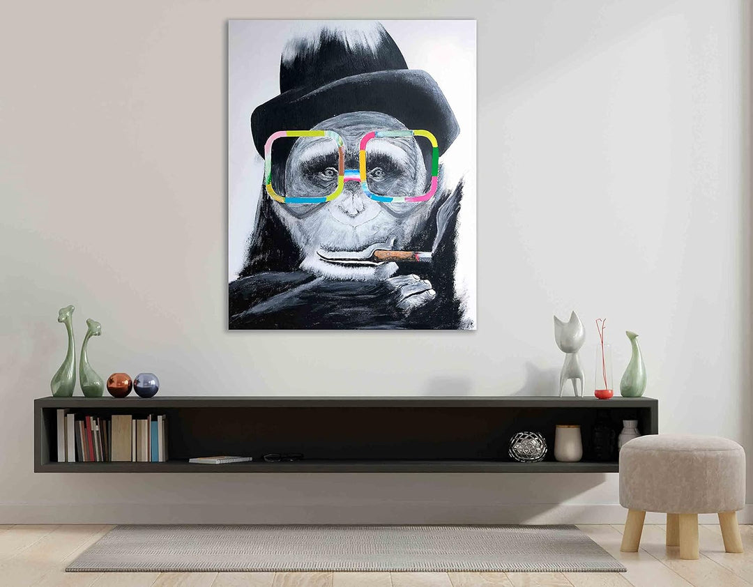 Kunstbruder Banksy Bilder Leinwand Affen Monkey Schimpansen I Leinwandbilder von Tieren Affen Motive