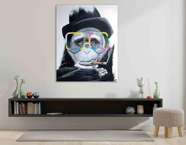 Kunstbruder Banksy Bilder Leinwand Affen Monkey Schimpansen I Leinwandbilder von Tieren Affen Motive