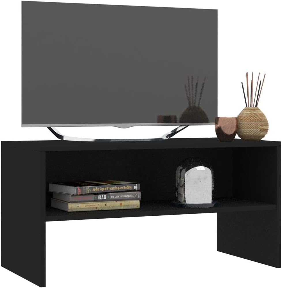 homiuse TV-Schrank Schwarz 80x40x40 cm Holzwerkstoff TV Board Fernsehschrank Fernsehtisch TV Lowboar