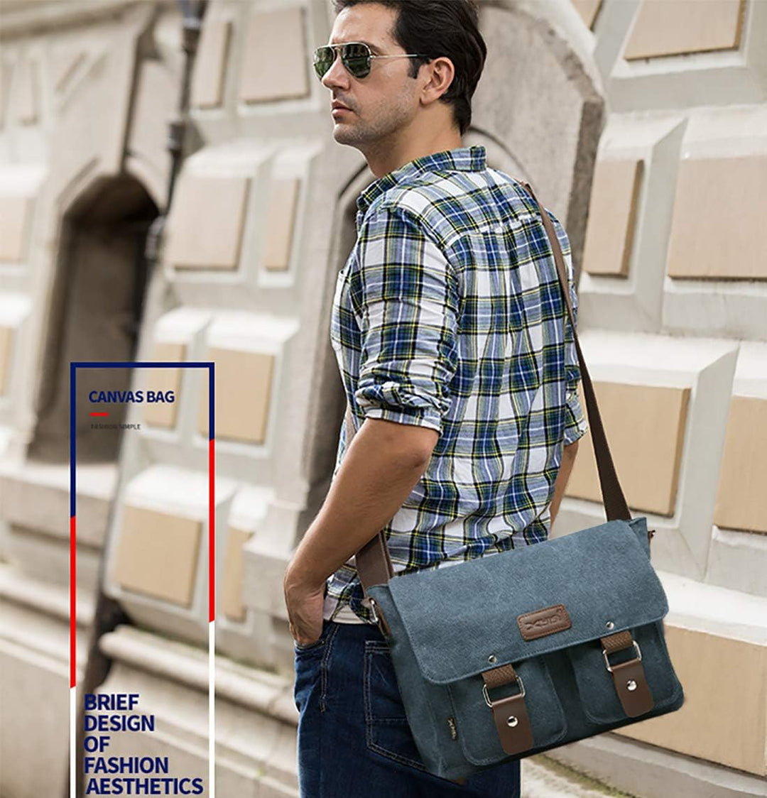 FANDARE Leinwand Messenger Bag Umhängetasche 7.9 inch iPad Tasche Schultertasche Unisex Segeltuch Ta