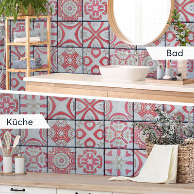 50 Stück Fliesenfolie für Küche und Bad 15x15 cm - Mosaikfliesen, Fliesensticker - selbstklebende Fl