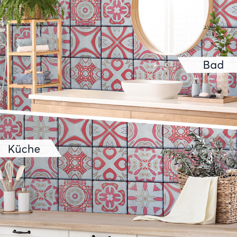 50 Stück Fliesenfolie für Küche und Bad 15x15 cm - Mosaikfliesen, Fliesensticker - selbstklebende Fl