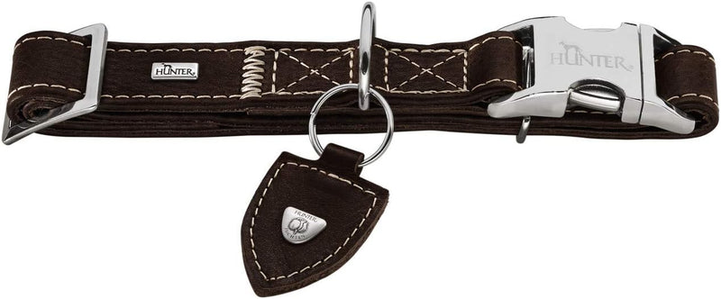 HUNTER TARA ALU-STRONG Hundehalsung, Hundehalsband, Leder, rustikal, robust, XL, dunkelbraun dunkelb