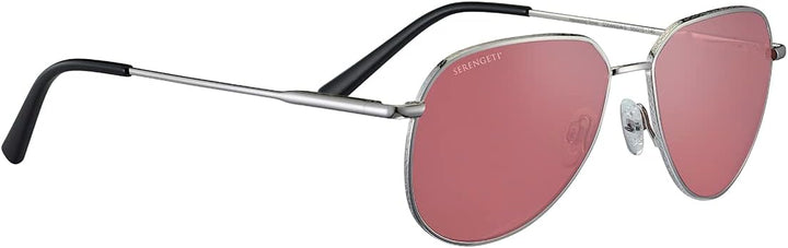 Serengeti Unisex Buche Sonnenbrille, Klein, glänzend, Silber, S