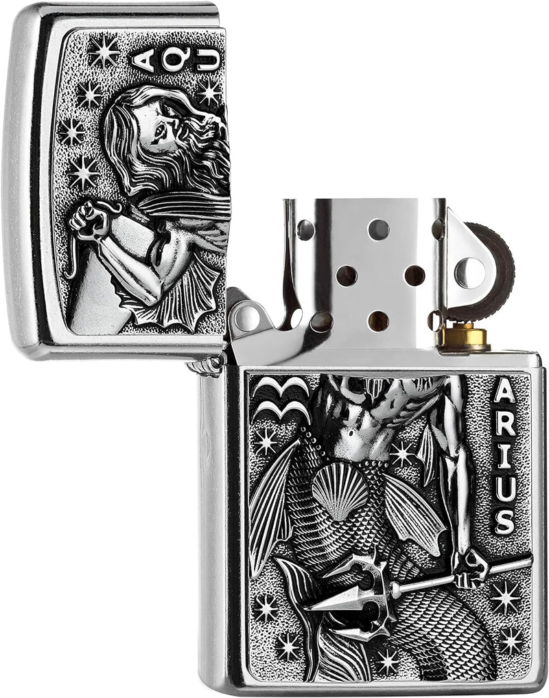 Zippo 2006508 PL 207 Aquarius Tierkr. V19 Feuerzeug, Messing, Design, 5,83,81,2