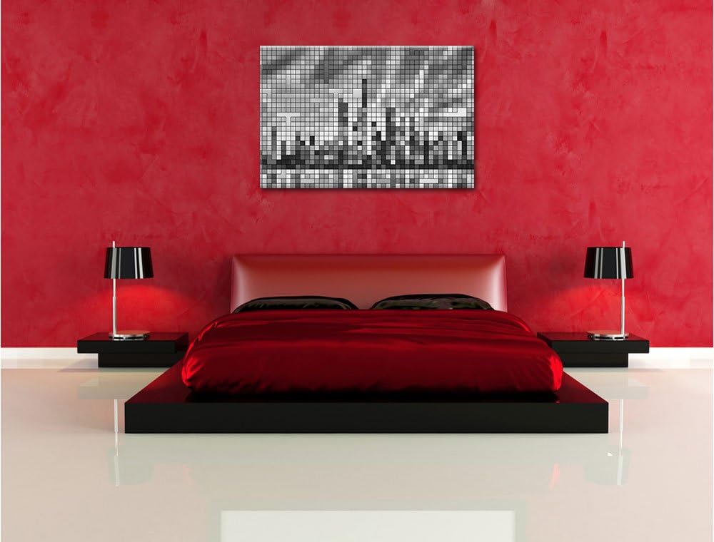 New York Pixel Skyline als Leinwandbild/Grösse: 100x70 cm/Wandbild/Kunstdruck/fertig bespannt, 100x7