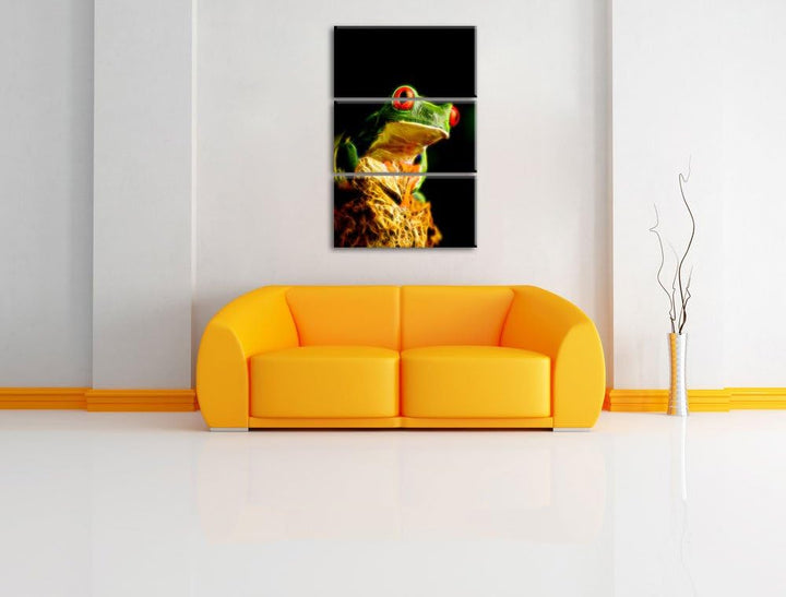 Dark Eulen Kauz Orange Augen Spezial 3-Teiler Leinwandbild 120x80 Bild auf Leinwand, XXL riesige Bil