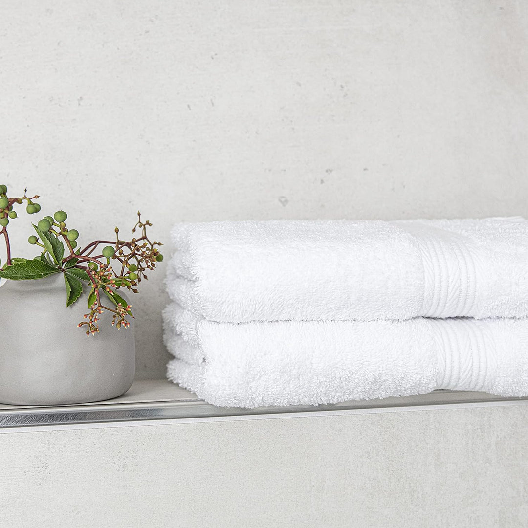 ALCLEAR Premium Frottier Handtuch Set, Frotteeserie in 6 Farben und 5 Grössen, Farbe: WEISS, 2X Dusc