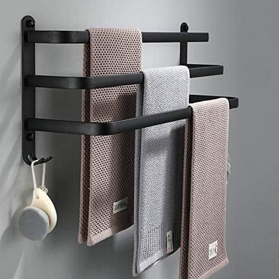 Handtuchhalter für Badezimmer, Handtuchstangen, Wandmontage, schwarz, selbstklebend, für Dusche und