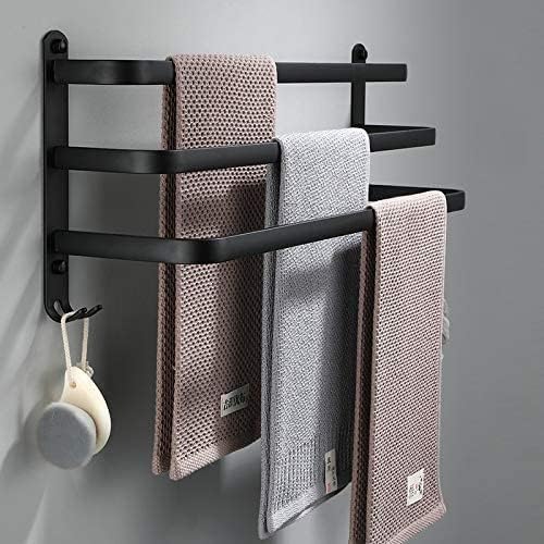 Handtuchhalter für Badezimmer, Handtuchstangen, Wandmontage, schwarz, selbstklebend, für Dusche und