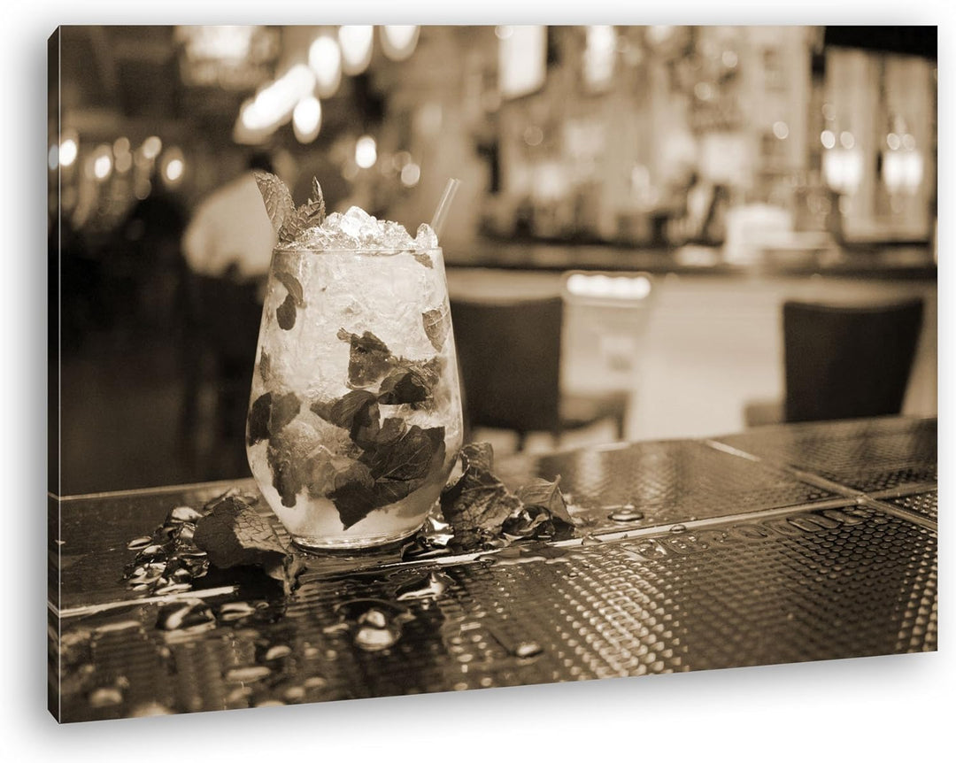deyoli appetitlicher Mojito Format: 80x60 Effekt: Sepia als Leinwandbild, Motiv fertig gerahmt auf E