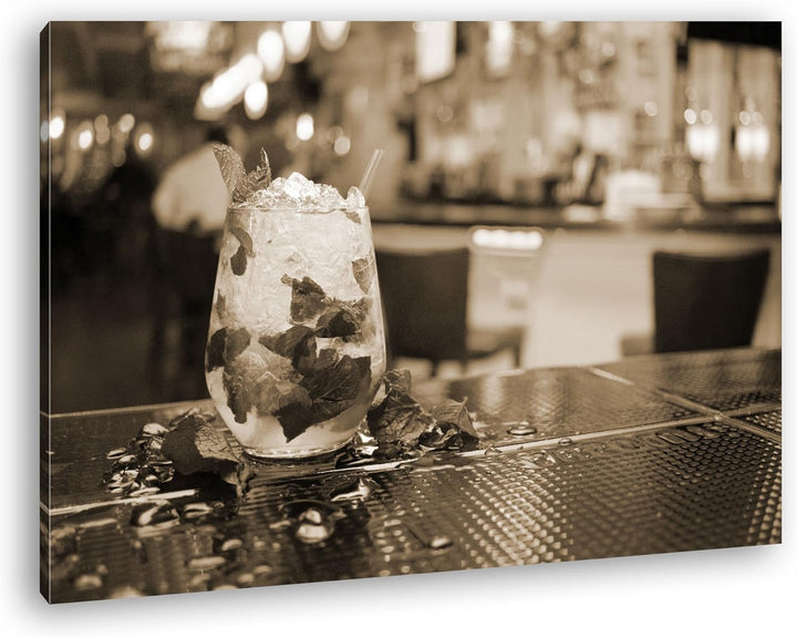 deyoli appetitlicher Mojito Format: 80x60 Effekt: Sepia als Leinwandbild, Motiv fertig gerahmt auf E