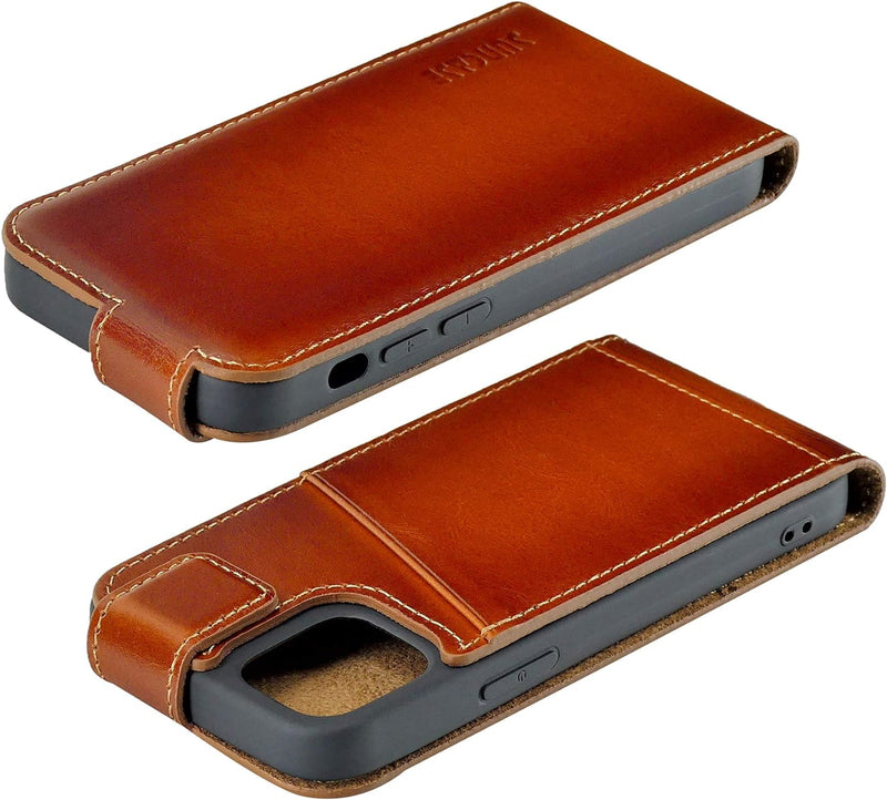 Suncase Original Flip-Style (Ultra-Slim) kompatibel mit iPhone 12 Mini (5.4") Hülle Ledertasche Tasc