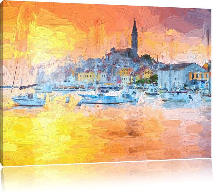 Pixxprint Kroatische Hafenstadt als Leinwandbild/Grösse: 100x70 cm/Wandbild/Kunstdruck/fertig bespan