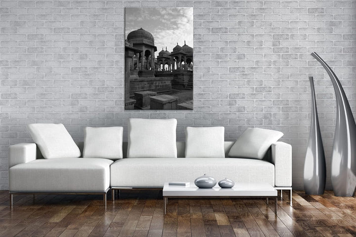 deyoli Bada Bagh Tempel Jaisalmer Effekt: Schwarz&Weiss Format: 80x60 als Leinwandbild, Motiv fertig