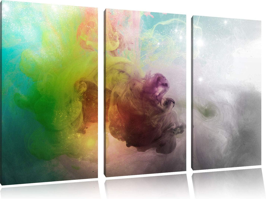 Pixxprint mystisch verfärbte Wirbel als Leinwandbild | Grösse: 3 Teilig (120x80) | Wandbild| Kunstdr