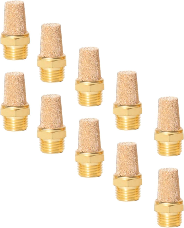 Pneumatik Schalldämpfer aus Sinterbronze 1/4" 10er Set Druckluftschalldämpfer Industriequalität (10,
