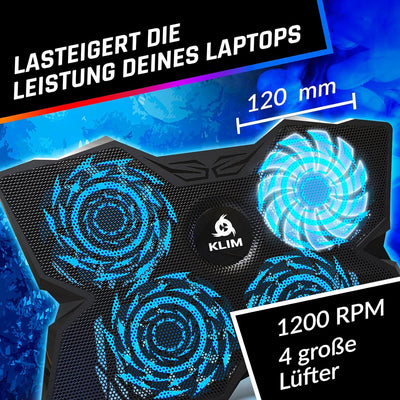 KLIM Diamond Laptop Kühler - Mehr als 500 000 verkaufte Einheiten - NEU 2024 - Leistungsstark - Schn