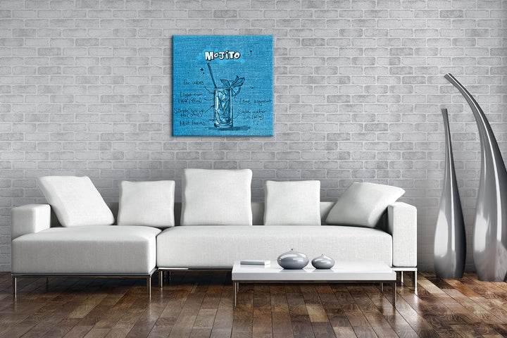 deyoli Rezept für einen Mojito Format: 60x60 Effekt: Monocrome Blau als Leinwandbild, Motiv fertig g