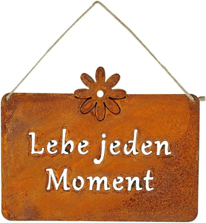 3er Set Wandbilder Sprüche 25x19cm Schilder Garten-Deko Türschild Edelrost Braun Rostdeko Lebe Liebe