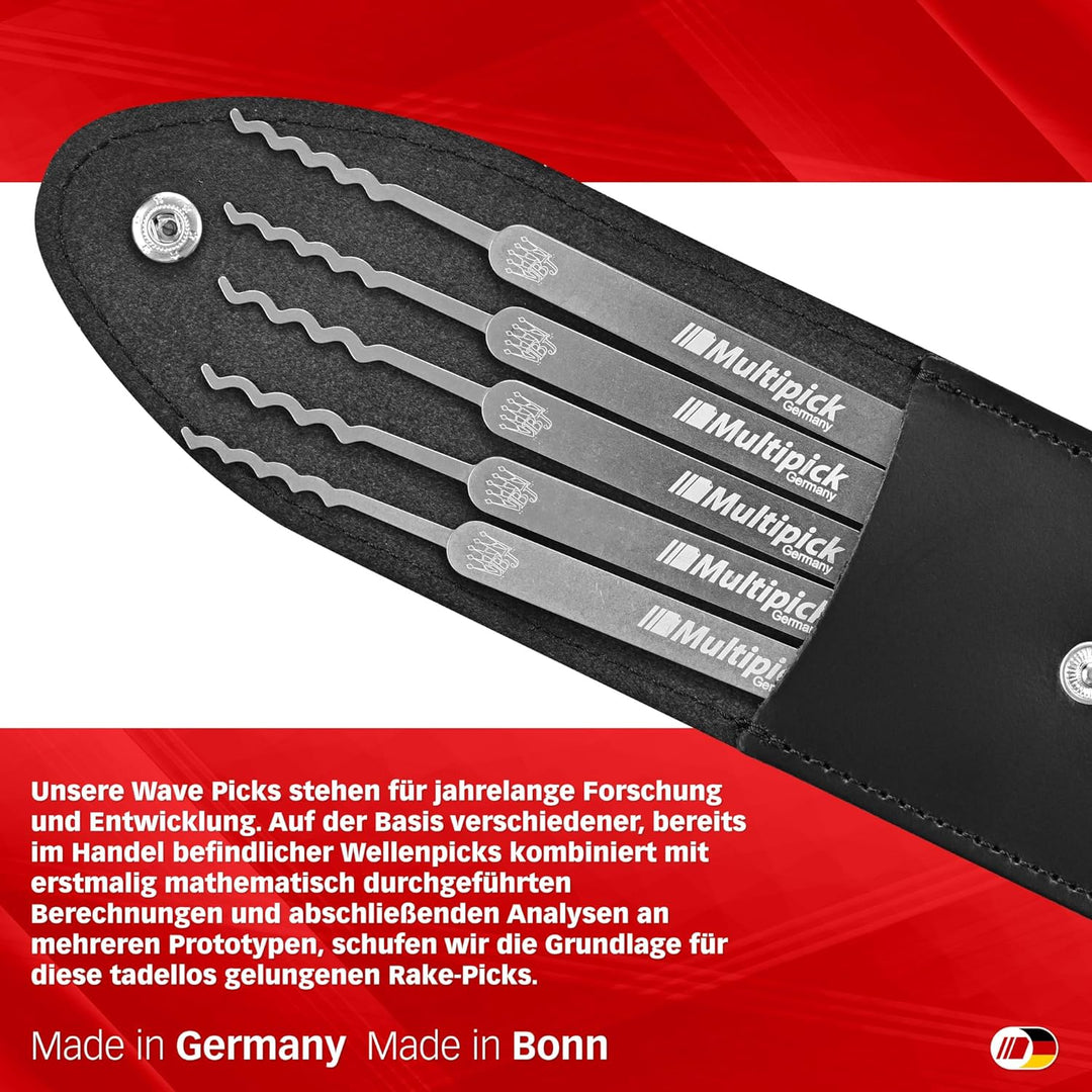 MULTIPICK ELITE 12 Profi Dietrich Set - [12 Teile | 0,6 mm] Made in Germany - Lockpick Tool, Schlöss