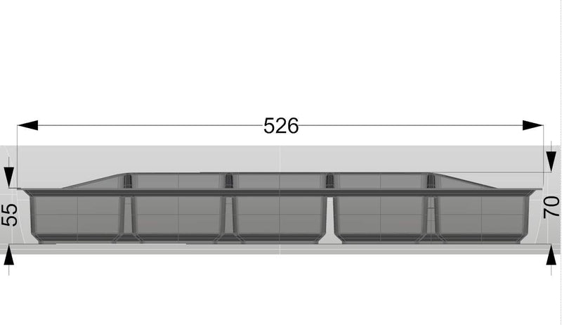 Generic Lana Solution Besteckeinsatz für 60er Schublade, 473,5 mm x 526 mm, anthrazit Anthrazit 526