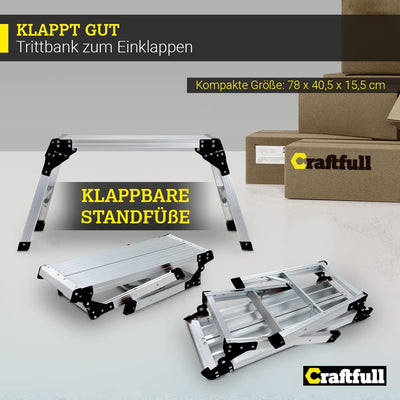 𝐂𝐑𝐀𝐅𝐓𝐅𝐔𝐋𝐋 Arbeitsplattform CF-107A | 𝟑 𝐉𝐀𝐇𝐑𝐄 𝐆𝐀𝐑𝐀𝐍𝐓𝐈𝐄 - Alu Leiter - Klappbar - Bis 150kg - Arbeitsb