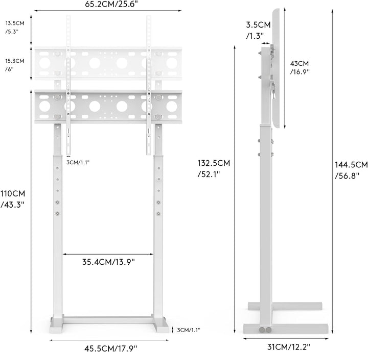 unho TV Ständer Universal Fernsehständer Höhenverstellbar, TV Standfuss für 32” to 65” Flach LED LCD