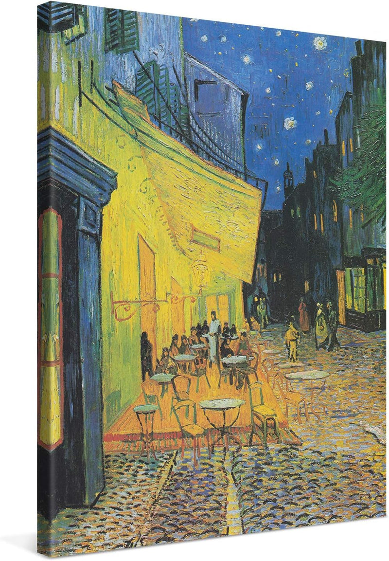 PICANOVA – Vincent Van Gogh Café Terrace at Night 60x80 cm – Bild auf Leinwand – Leinwandbild – Prem