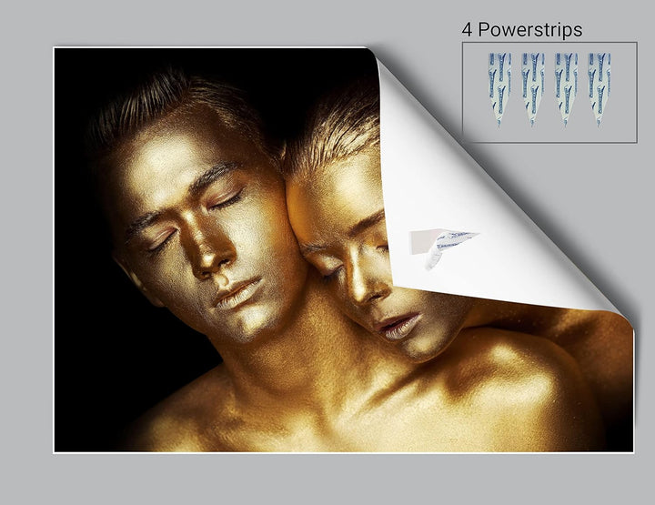 wandmotiv24 Poster als Wanddeko, Grösse 100x70cm, Gold Collection, sinnliches Paar in Gold, Models,