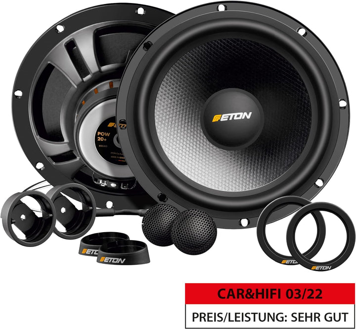 ETON POW 20+ – 20 cm / 8 Zoll 2-Wege Komponenten System, Auto Lautsprecher Made in Germany, 120 Watt