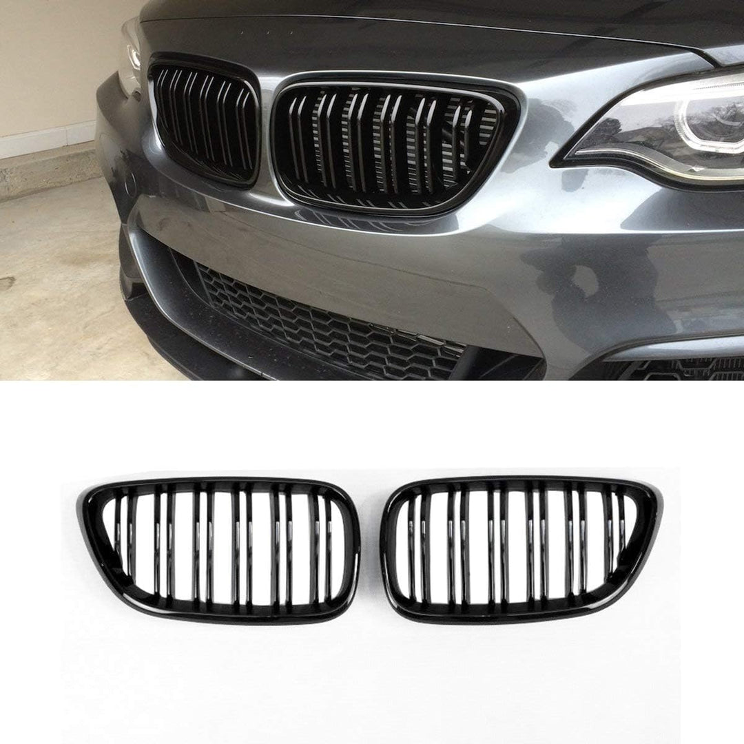 Gangying F22 Niere Schwarz,Kühlergrill Passt für BMW 2 Serie F22 F23 F87 M2 2014-2018 (Gloss Black A