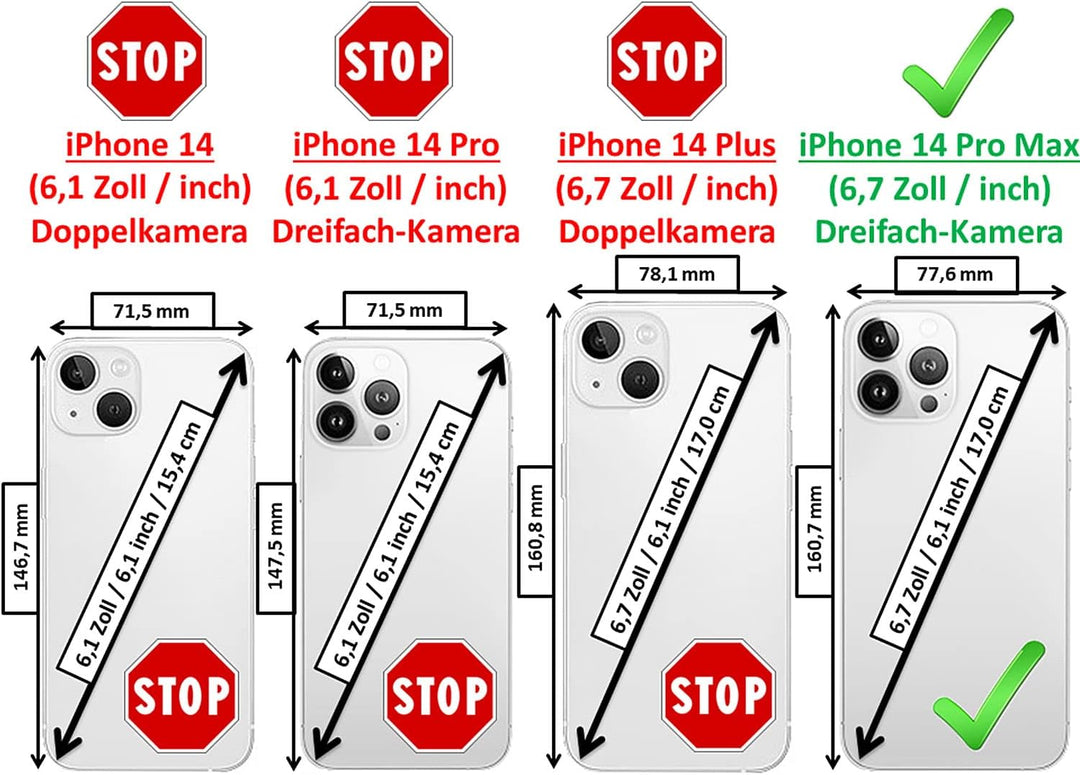 Mobiskin Hülle passend für Apple iPhone 14 PRO MAX (6,7 Zoll), Handyhülle mit beschichtetem Leder, C