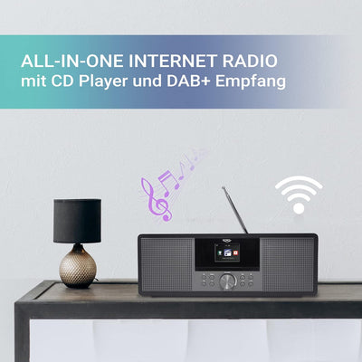 Xoro HMT 600 All-in-One Internetradio (WLAN CD-Player DAB+/FM Radio Bluetooth USB MP3 Spotify Web Ra