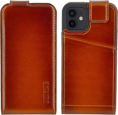 Suncase Original Flip-Style (Ultra-Slim) kompatibel mit iPhone 12 Mini (5.4") Hülle Ledertasche Tasc