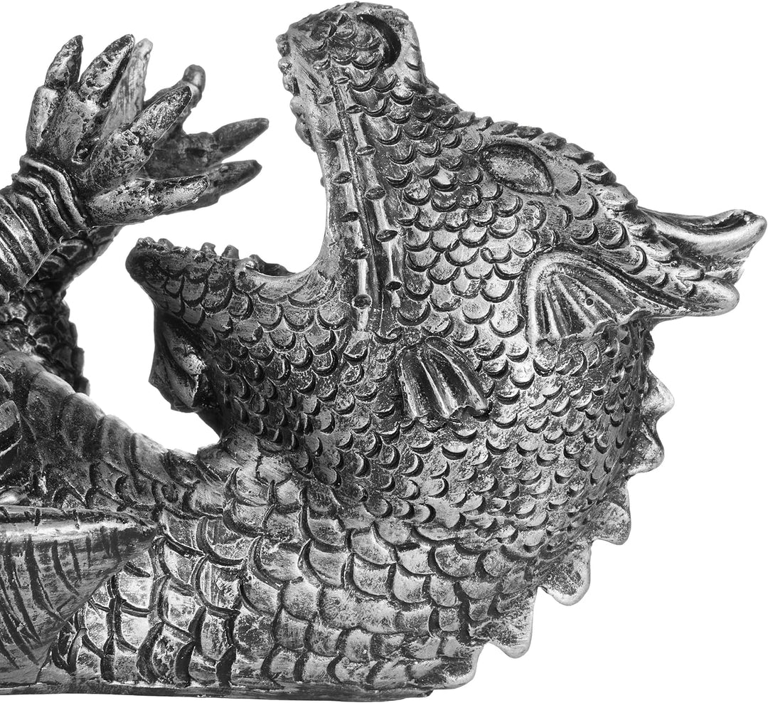 BRUBAKER Weinflaschenhalter durstiger Drache Silber - Fantasy Flaschenhalter Drachenmodel - Flaschen