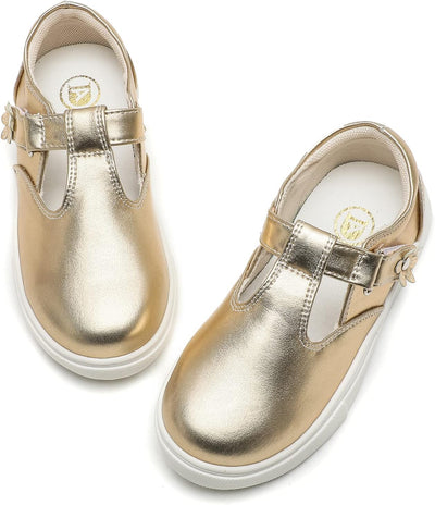 DADAWEN Mädchen T-Spangen Mary Jane Ballerinas Taufschuhe 21 EU Gold, 21 EU Gold