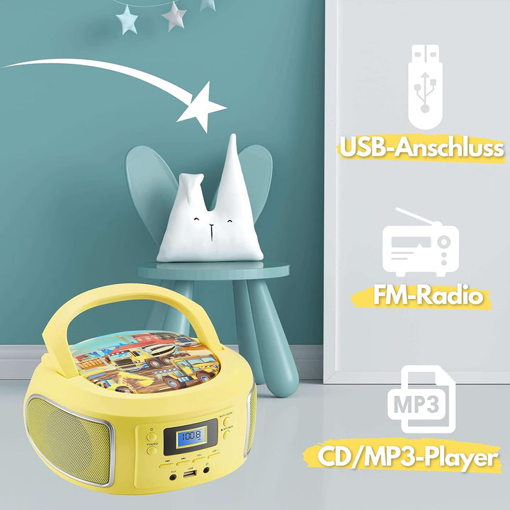 Tragbare Boombox | FM Radio | AUX-In | CD/CD-R | USB | Kopfhöreranschluss | Kompaktanlage | CD-Playe