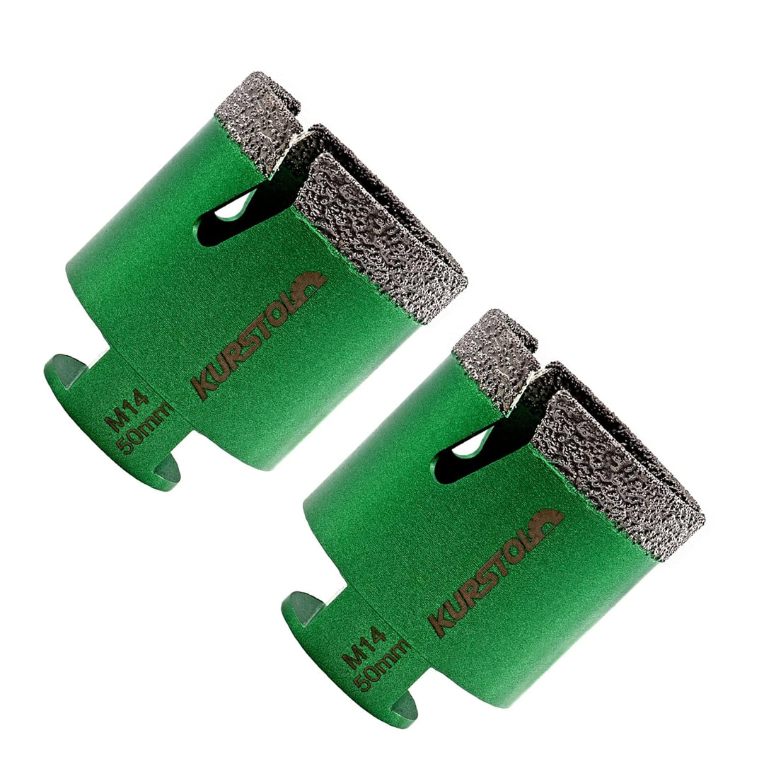 KURSTOL Diamant Bohrkronen - Fliesenbohrer 2 Stück 50 mm mit M14 Gewindefliesen-Lochsägen für Trocke