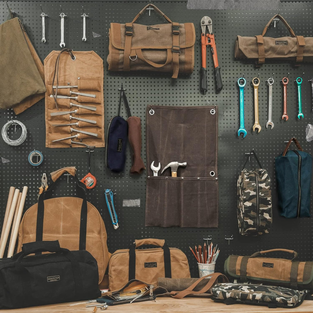 Werkzeug-Rolltasche, Werkzeugrolle für Schraubenschlüssel, aus strapazierfähigem16oz gewachstem Sege