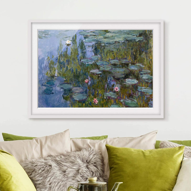 Bild mit Rahmen - Claude Monet - Seerosen (Nympheas) - Farbe Weiss, 40 x 55cm 40cm x 55cm Weiss, 40c