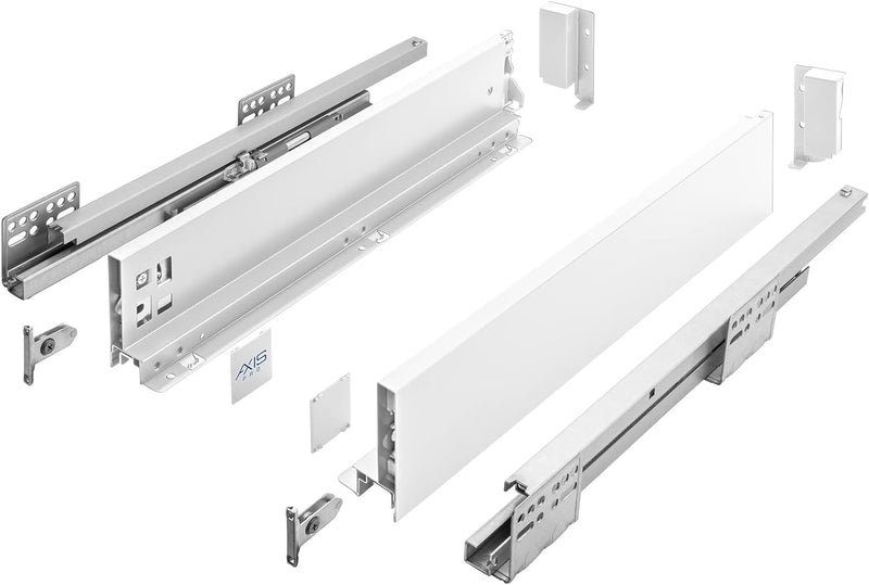 GTV Schubladensystem AXIS PRO I Schubkastengarnitur mit Vollauszug und integriete Dämpfung I Weiss I