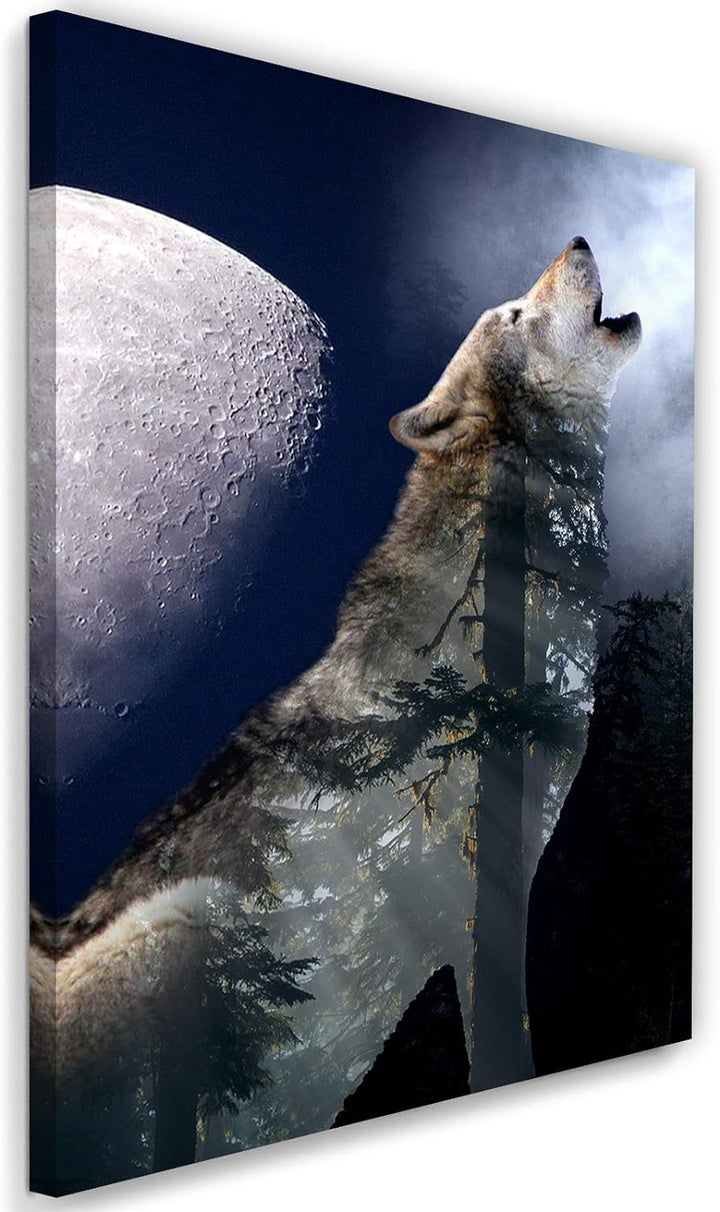 Feeby Wandbild Tier Druckbild Leinwandbild Grafik Blau 60x90 cm Leinwandbild 60x90 cm Blau_A, Leinwa