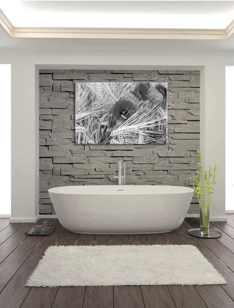 Pixxprint Mohnblumen auf dem Mais-Feld als Leinwandbild/Grösse: 100x70 cm/Wandbild/Kunstdruck/fertig