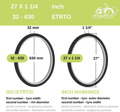 ECOVELO Unisex – Erwachsene Reifen 27x1 1/4 Strassenreifen fahrradreifen, Schwarz, 27" Adulto